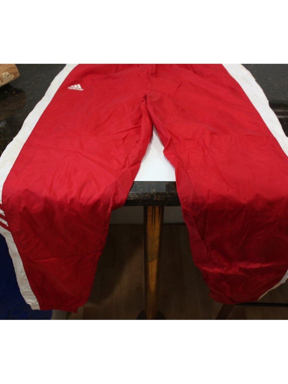Vintage adidas Warm Up Jacket & Pants Red White Nylon Mock Neck Zip Front Large - Picture 6 of 16